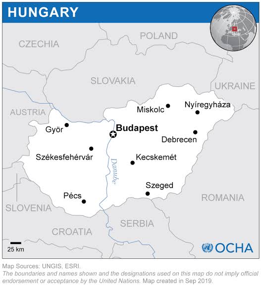 Hungary on the map - neighbours