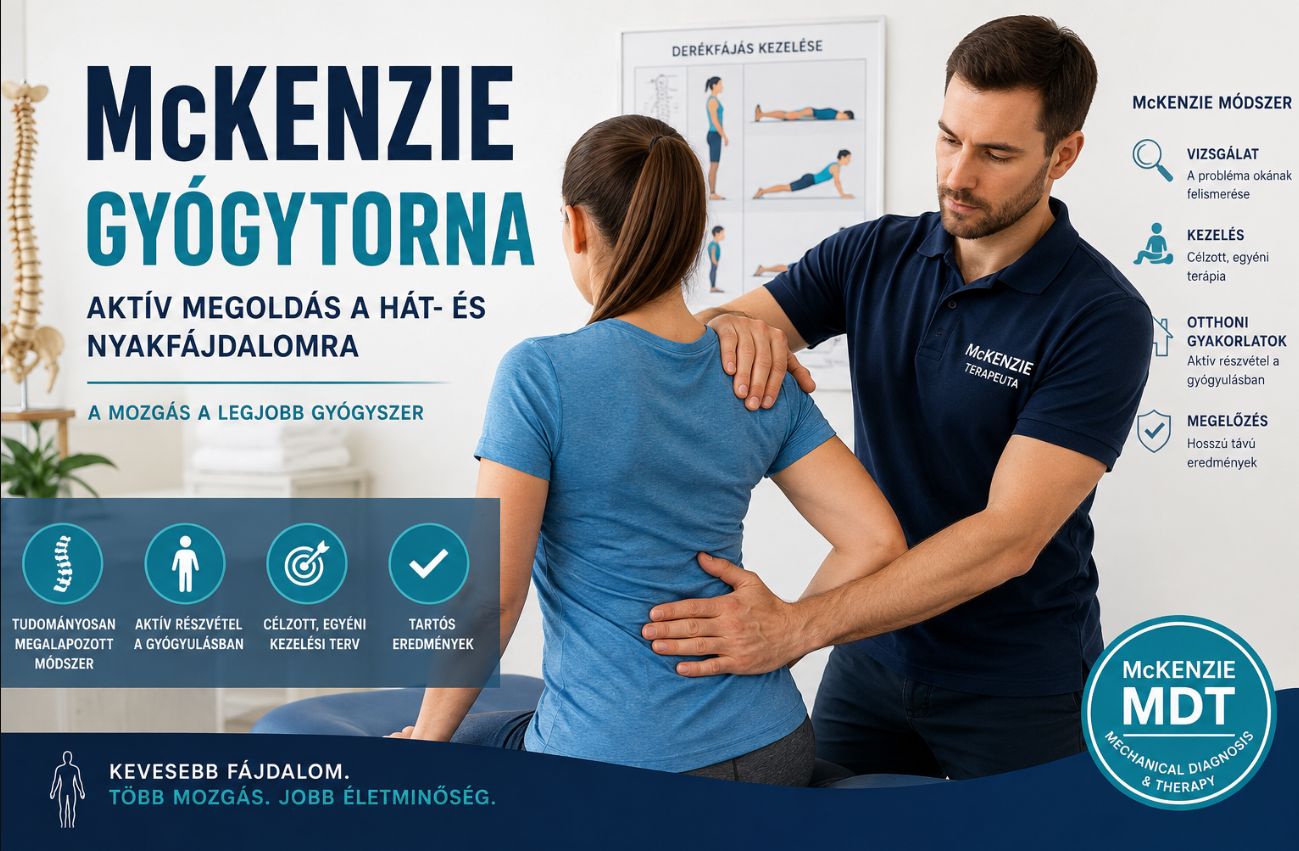 McKenzie gyógytorna hát- és nyakfájdalom kezelésére gyógytornász és páciens bemutatásával